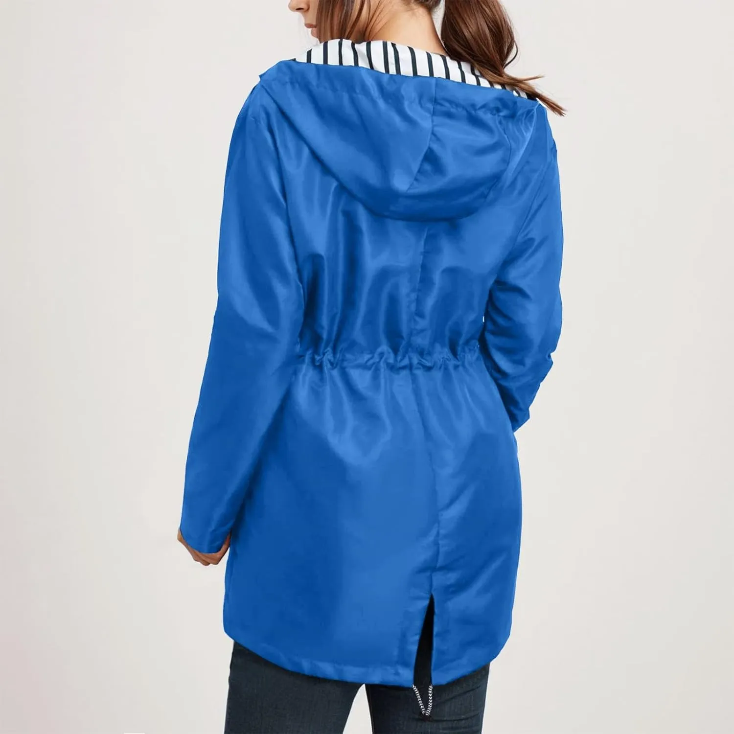 2023 Rain Coats for Women Trendy Windbreaker Jackets Waterproof Outerwear Overcoat Lightweight Outdoor Hooded Trench Coat