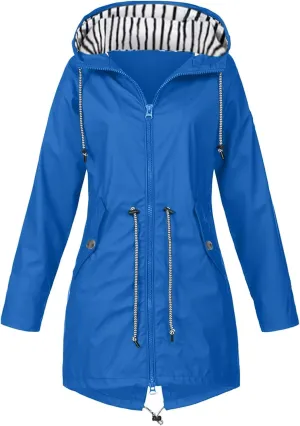 2023 Rain Coats for Women Trendy Windbreaker Jackets Waterproof Outerwear Overcoat Lightweight Outdoor Hooded Trench Coat