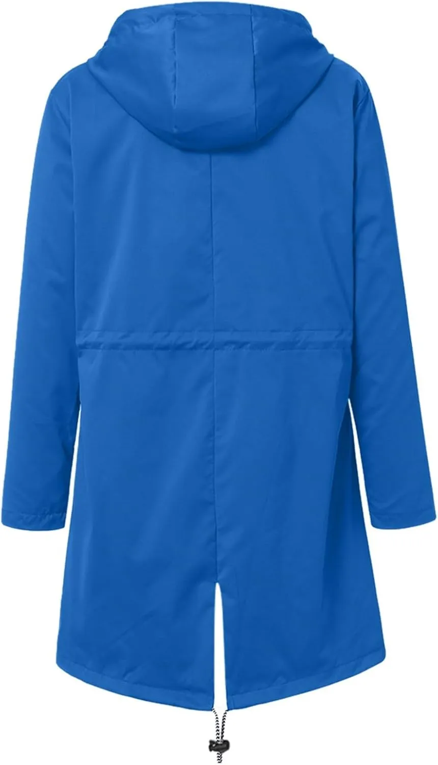 2023 Rain Coats for Women Trendy Windbreaker Jackets Waterproof Outerwear Overcoat Lightweight Outdoor Hooded Trench Coat