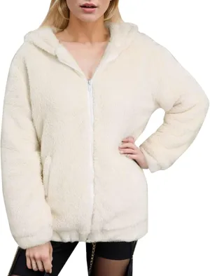 2023 Women Fleece Coats Trendy Winter Warm Jackets Comfort Soft Lightweight Fashion Fuzzy Outerwear Plus Size Zipper Hoodies
