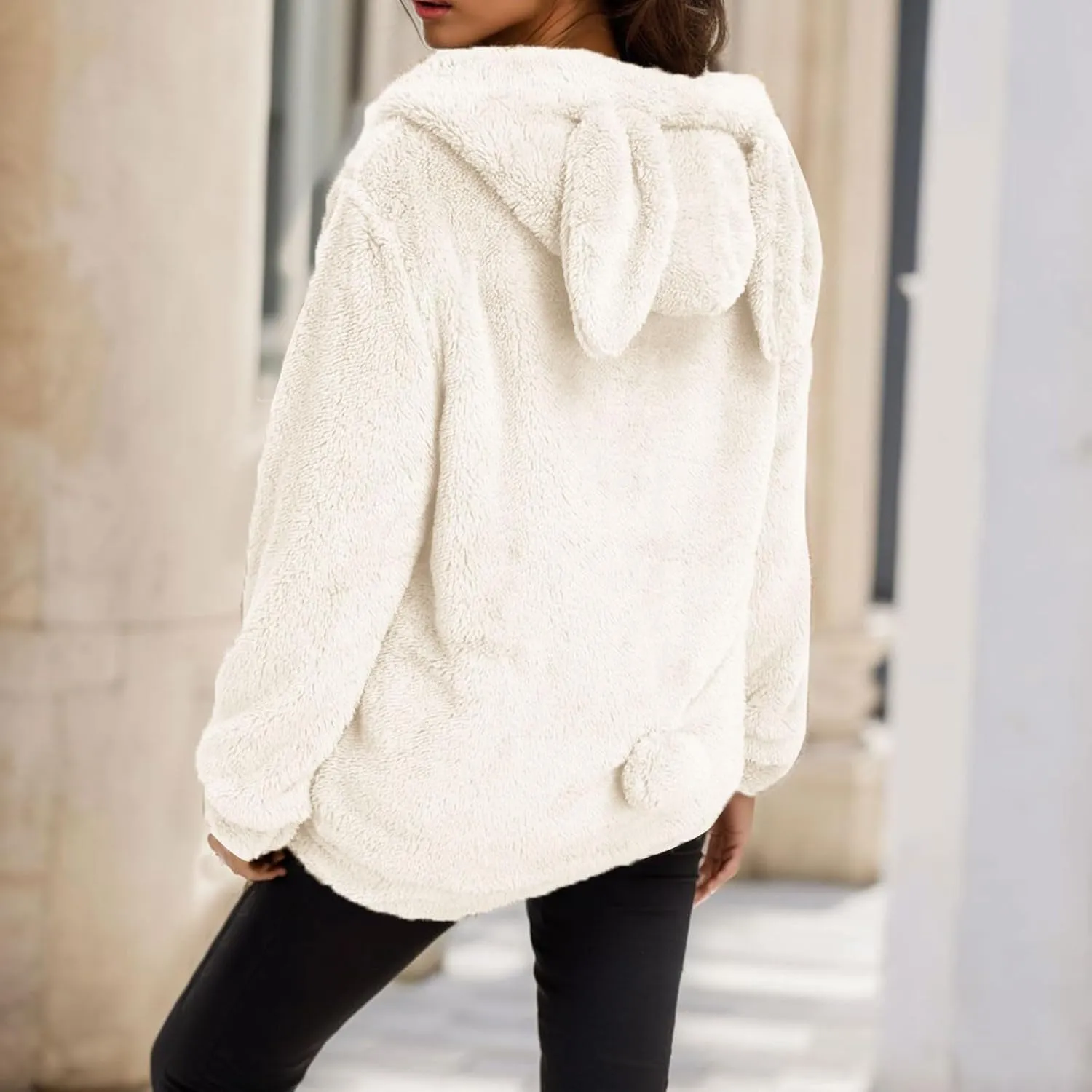 2023 Women Fleece Coats Trendy Winter Warm Jackets Comfort Soft Lightweight Fashion Fuzzy Outerwear Plus Size Zipper Hoodies