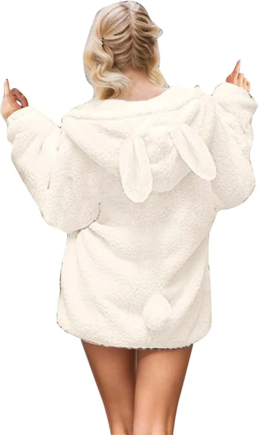 2023 Women Fleece Coats Trendy Winter Warm Jackets Comfort Soft Lightweight Fashion Fuzzy Outerwear Plus Size Zipper Hoodies