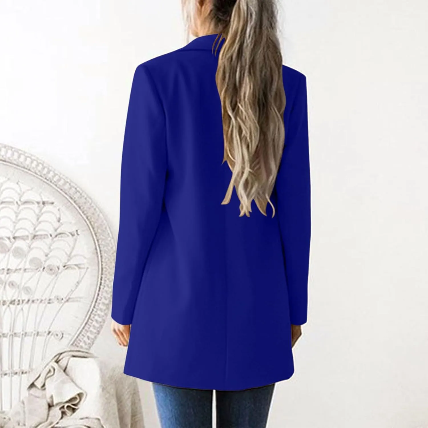 2024 Fall Blazers for Women Business Casual Solid Plus Size Blazers Jackets Open Front Work Office Blazer Coat