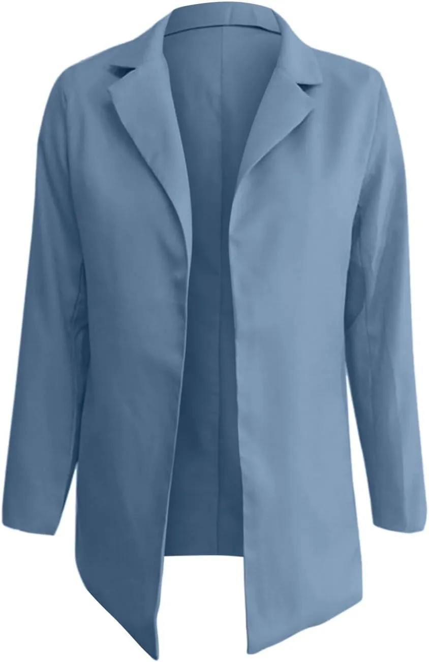 2024 Fall Blazers for Women Business Casual Solid Plus Size Blazers Jackets Open Front Work Office Blazer Coat
