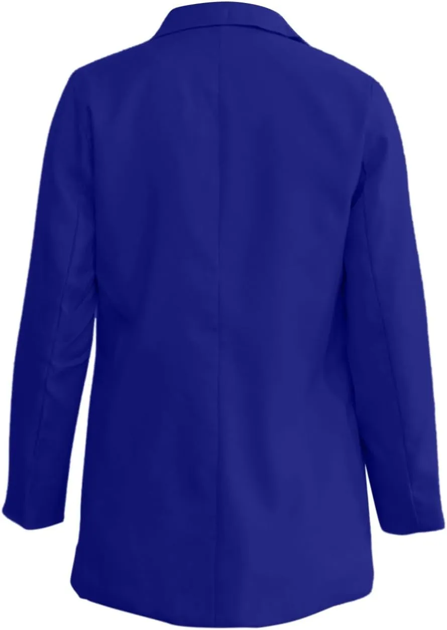 2024 Fall Blazers for Women Business Casual Solid Plus Size Blazers Jackets Open Front Work Office Blazer Coat