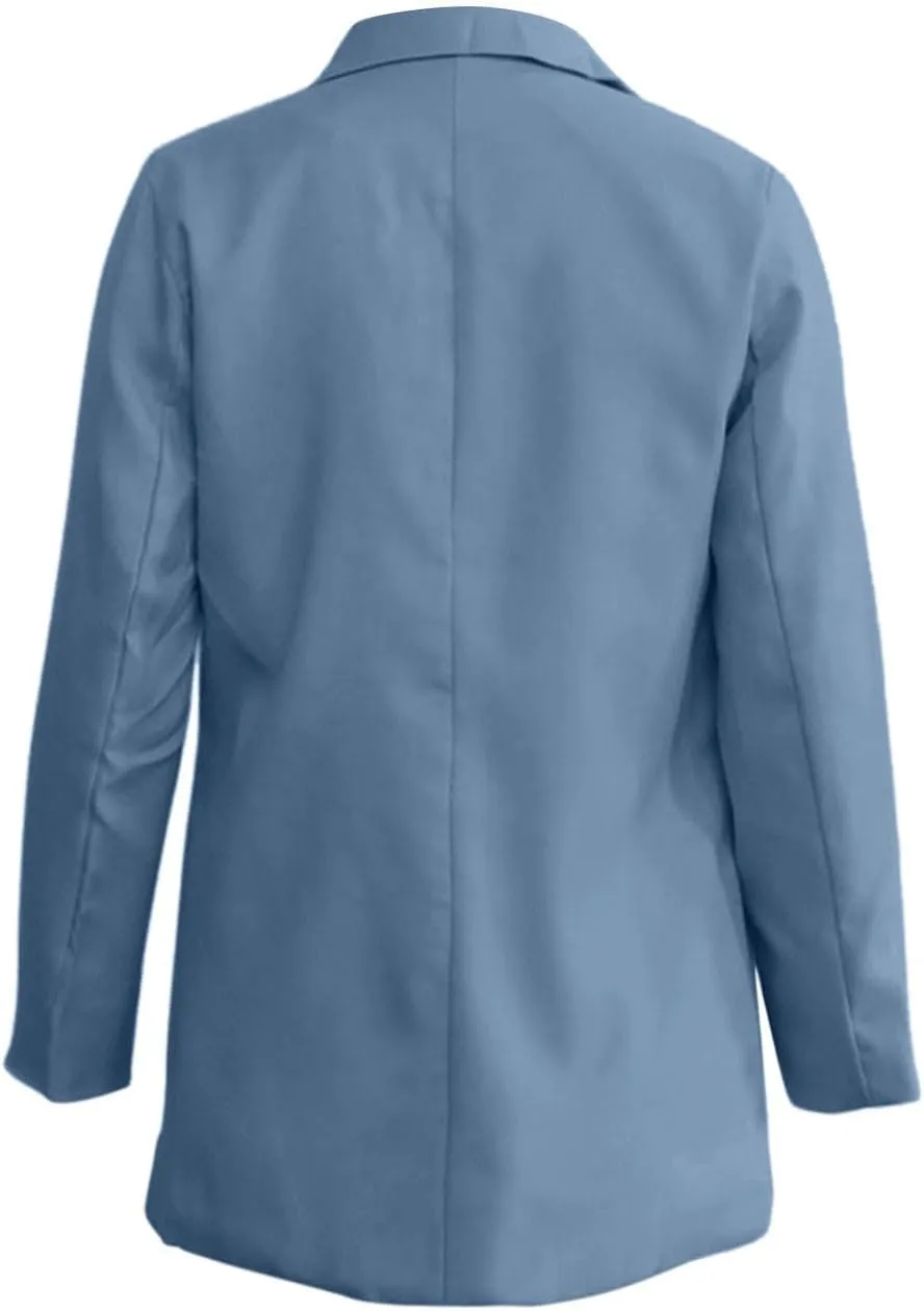 2024 Fall Blazers for Women Business Casual Solid Plus Size Blazers Jackets Open Front Work Office Blazer Coat