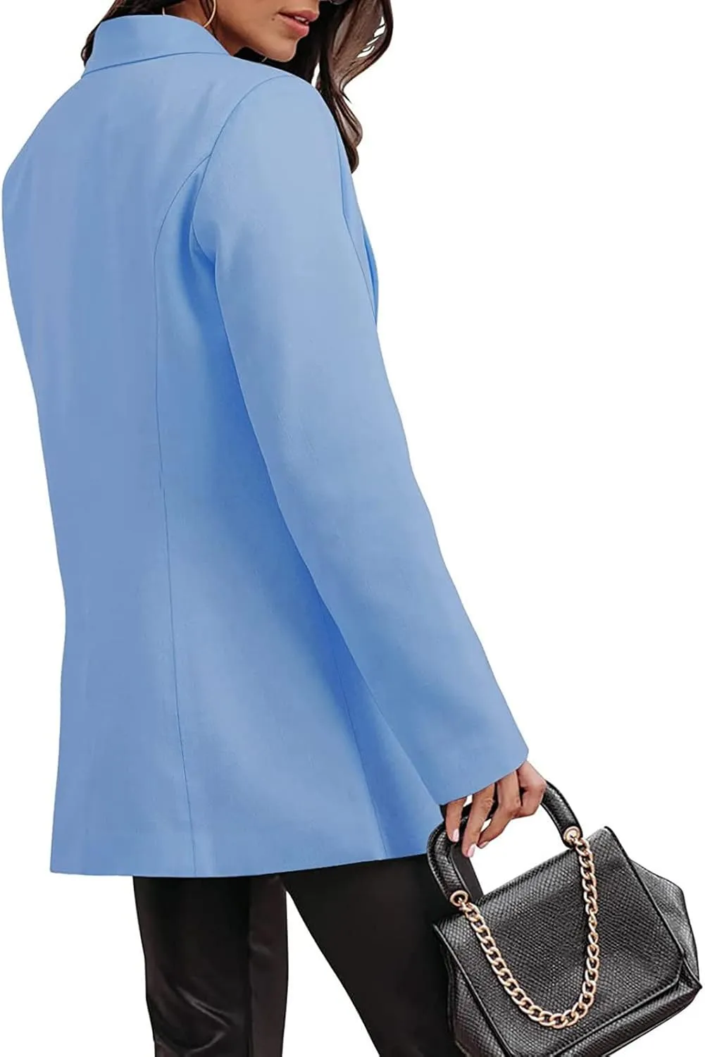 2024 Fall Business Blazers for Women Casual Solid Open Front Blazer Jackets Lapel Button Blazer Coat with Pockets