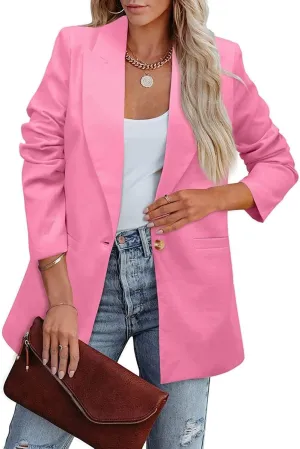 2024 Fall Business Blazers for Women Casual Solid Open Front Blazer Jackets Lapel Button Blazer Coat with Pockets