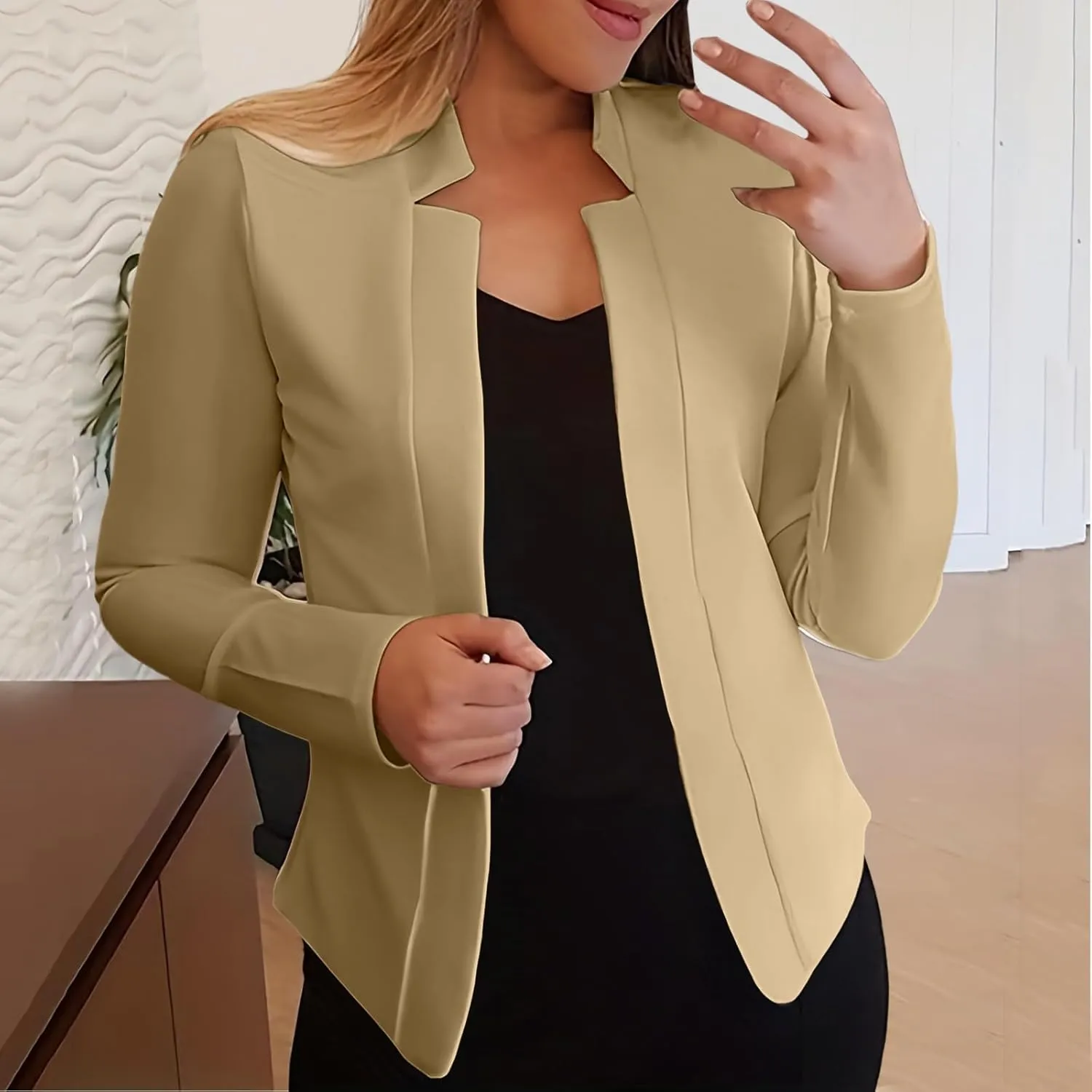 2024 Women Petite Blazer Dressy Casual Work Suit Jackets Cute Croppped Cardigan Lightweight Open Front Short Sport Coats