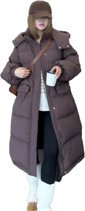 Adhdyuud Women's Down Jacket Winter Puffer Coats Casual Down Coats Thickened Warm Long Parka