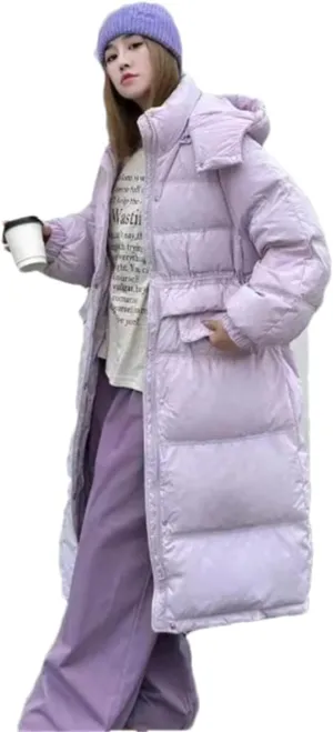 Adhdyuud Women's Down Jacket Winter Puffer Coats Casual Down Coats Thickened Warm Long Parka