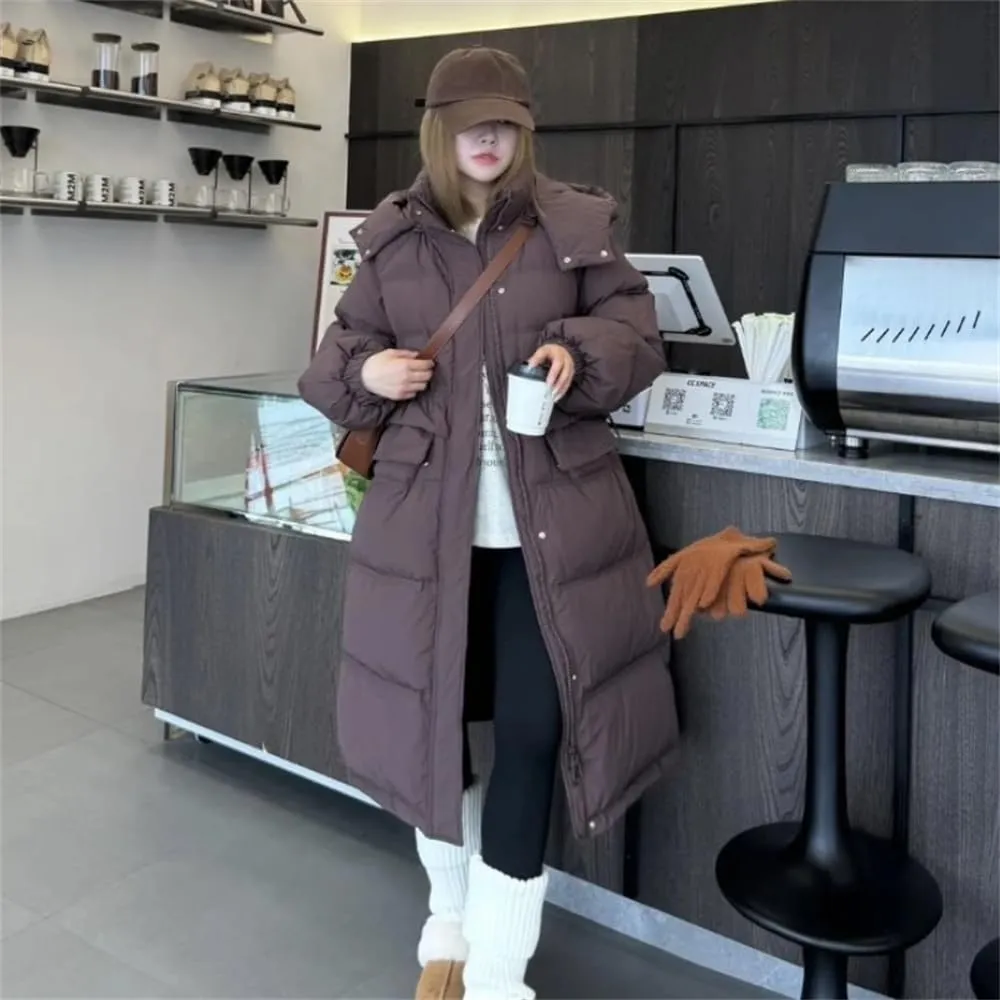 Adhdyuud Women's Down Jacket Winter Puffer Coats Casual Down Coats Thickened Warm Long Parka