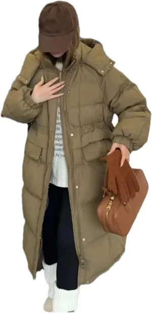 Adhdyuud Women's Down Jacket Winter Puffer Coats Casual Down Coats Thickened Warm Long Parka