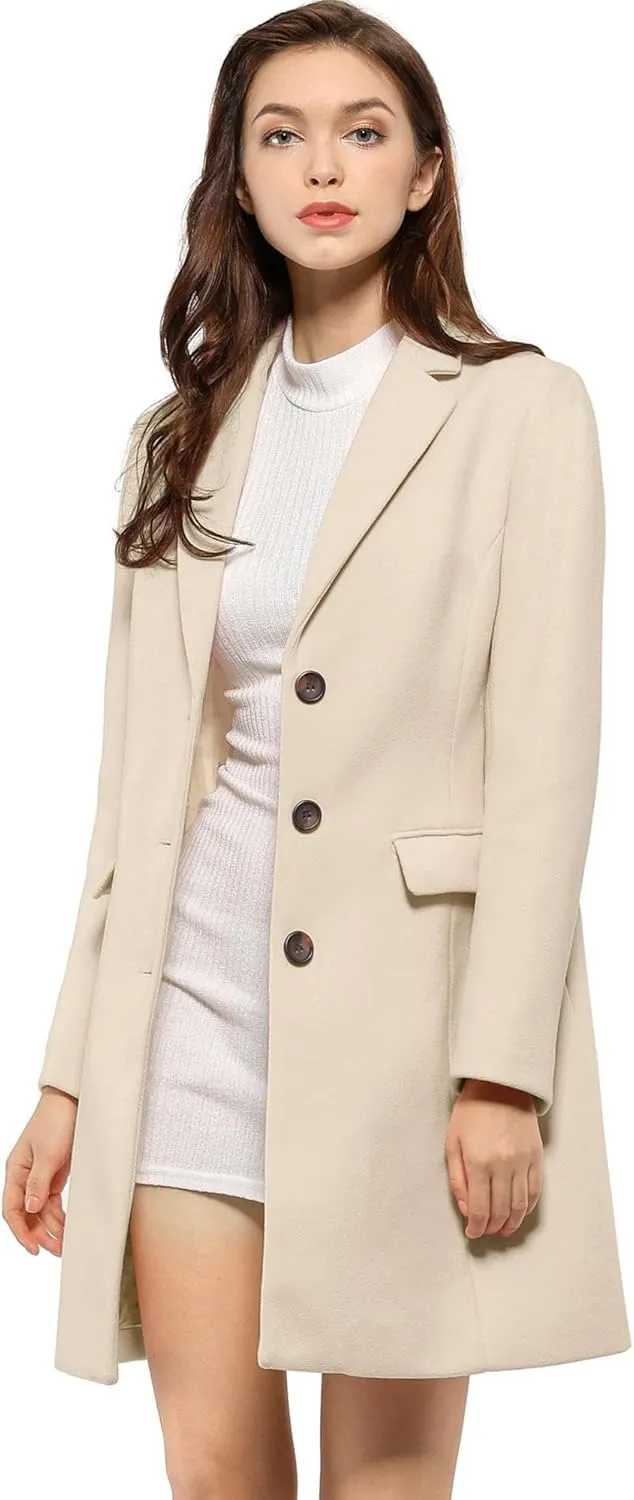 Allegra K Women's 2024 Pea Coat Single Breasted Long Winter Coats for Women