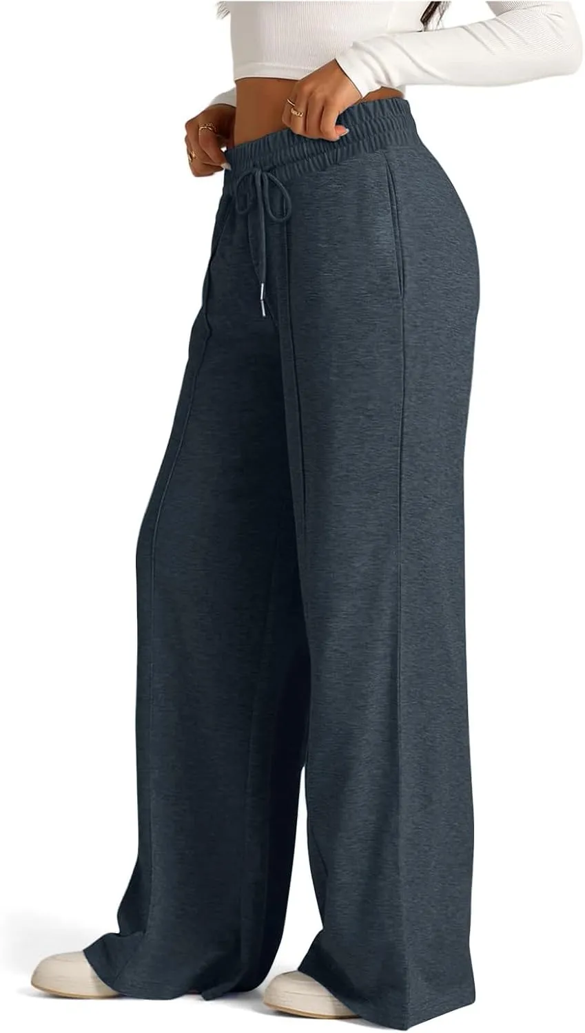Baggy Wide Leg Sweatpants for Women Casual High Waisted Lounge Pants with Pockets Trendy Y2k Lightweight Joggers Pant