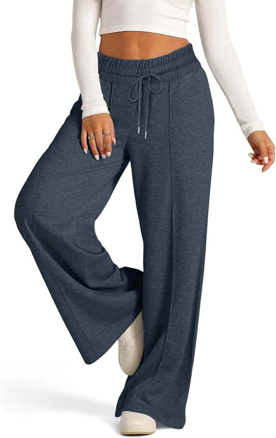 Baggy Wide Leg Sweatpants for Women Casual High Waisted Lounge Pants with Pockets Trendy Y2k Lightweight Joggers Pant