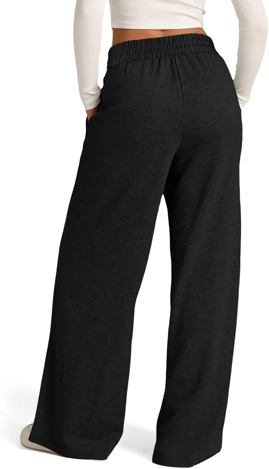 Baggy Wide Leg Sweatpants for Women Casual High Waisted Lounge Pants with Pockets Trendy Y2k Lightweight Joggers Pant