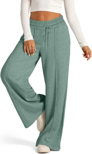 Baggy Wide Leg Sweatpants for Women Casual High Waisted Lounge Pants with Pockets Trendy Y2k Lightweight Joggers Pant