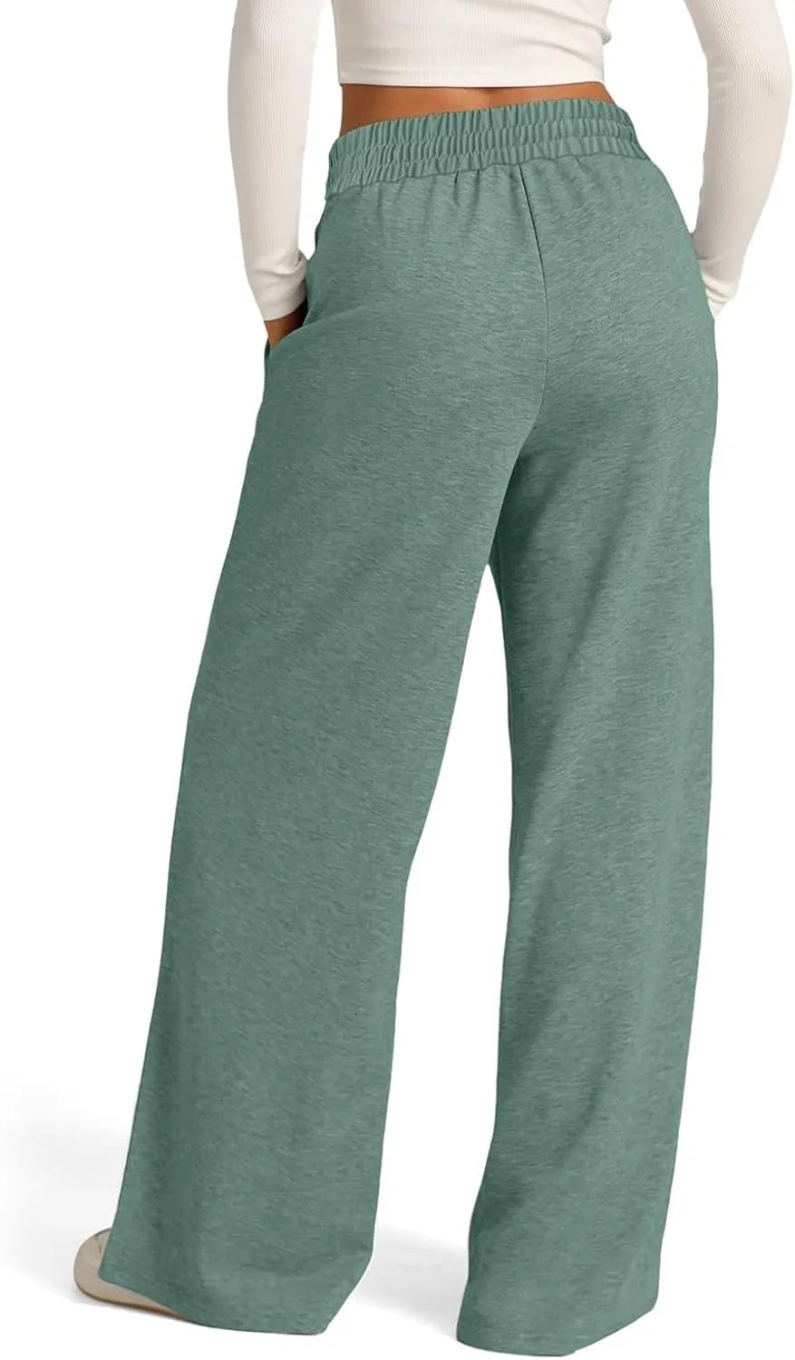 Baggy Wide Leg Sweatpants for Women Casual High Waisted Lounge Pants with Pockets Trendy Y2k Lightweight Joggers Pant