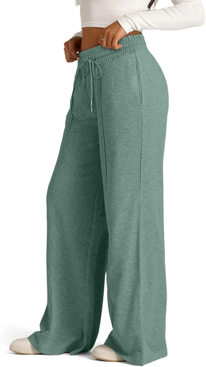 Baggy Wide Leg Sweatpants for Women Casual High Waisted Lounge Pants with Pockets Trendy Y2k Lightweight Joggers Pant