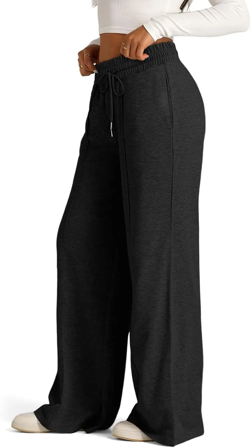 Baggy Wide Leg Sweatpants for Women Casual High Waisted Lounge Pants with Pockets Trendy Y2k Lightweight Joggers Pant