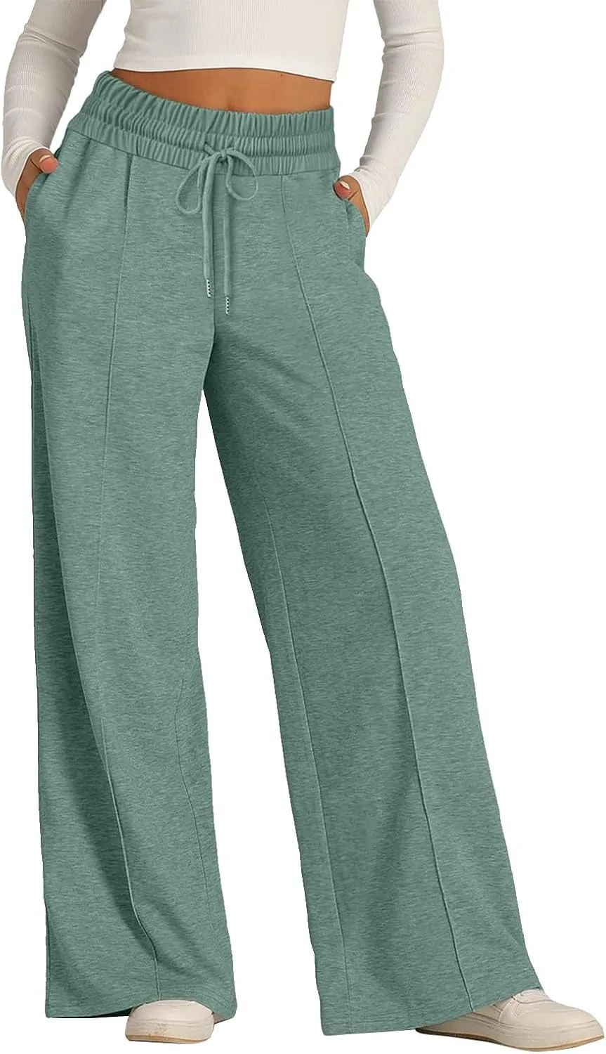 Baggy Wide Leg Sweatpants for Women Casual High Waisted Lounge Pants with Pockets Trendy Y2k Lightweight Joggers Pant