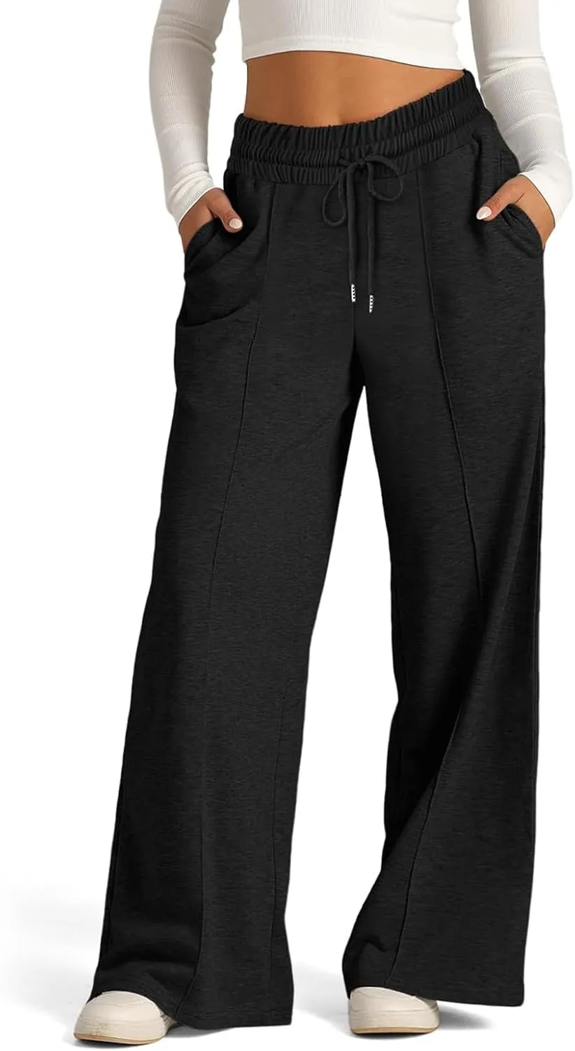 Baggy Wide Leg Sweatpants for Women Casual High Waisted Lounge Pants with Pockets Trendy Y2k Lightweight Joggers Pant