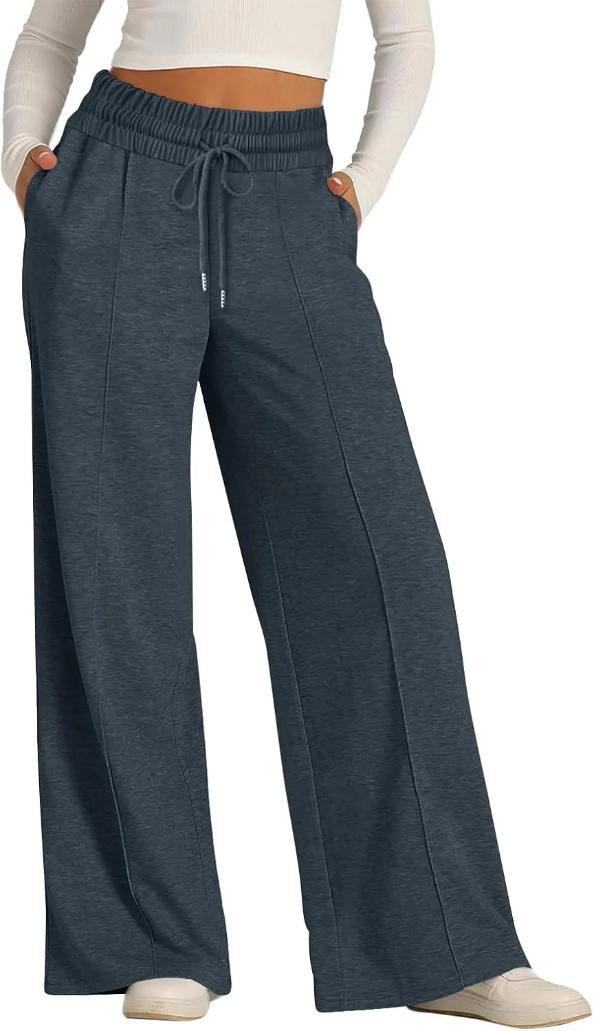 Baggy Wide Leg Sweatpants for Women Casual High Waisted Lounge Pants with Pockets Trendy Y2k Lightweight Joggers Pant