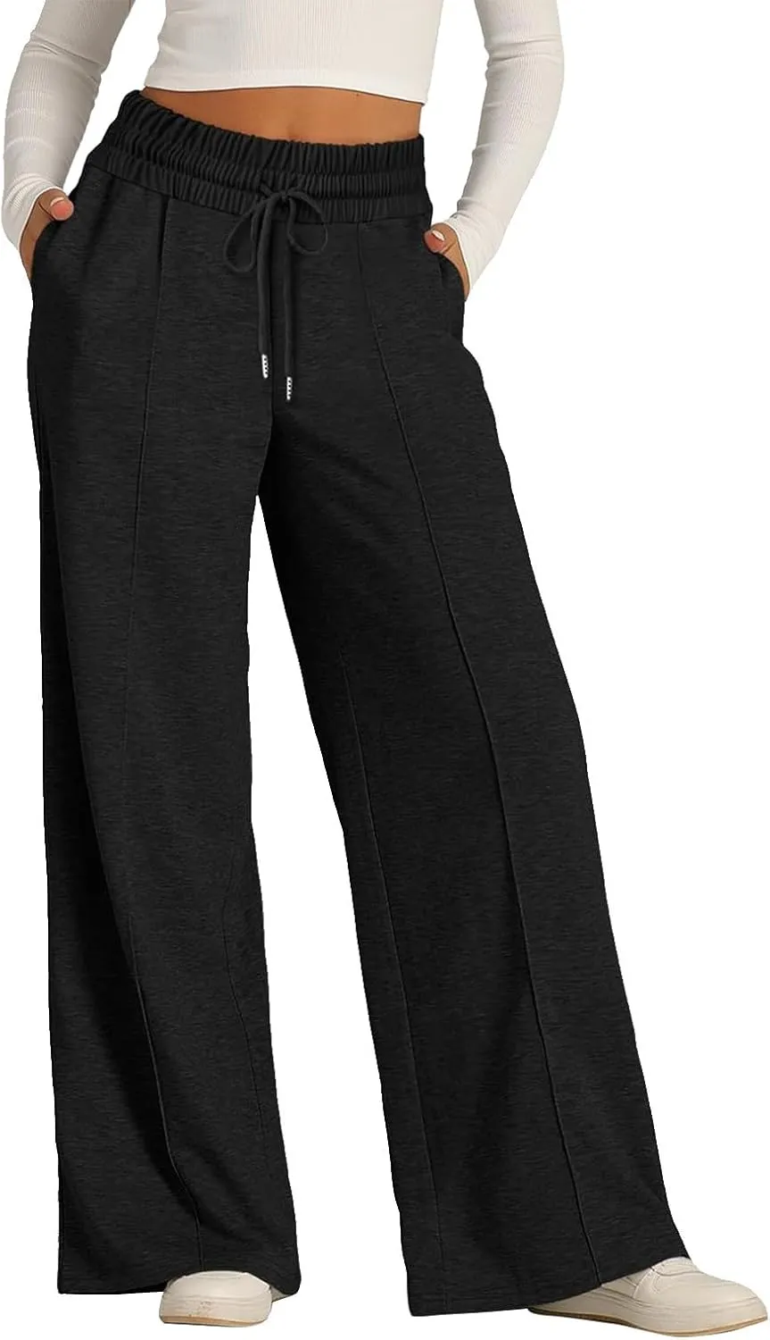 Baggy Wide Leg Sweatpants for Women Casual High Waisted Lounge Pants with Pockets Trendy Y2k Lightweight Joggers Pant