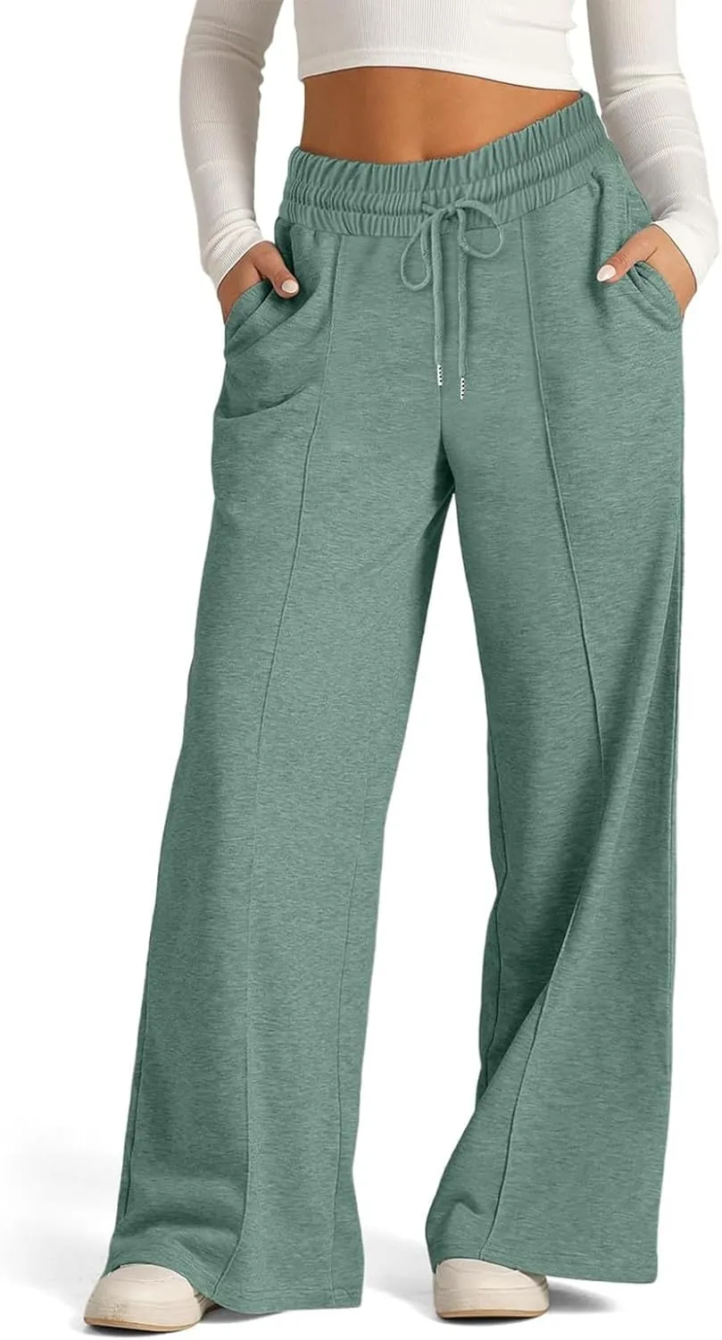 Baggy Wide Leg Sweatpants for Women Casual High Waisted Lounge Pants with Pockets Trendy Y2k Lightweight Joggers Pant