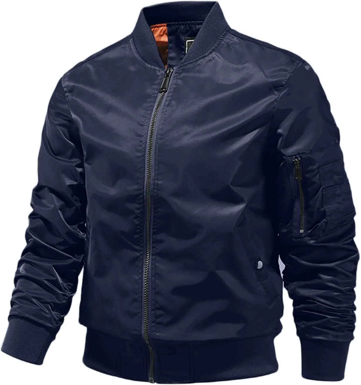 Big and Tall Bomber Jackets for Men Full Zip Lightweight Windbreaker Casual Fashion Golf Jacket Banded Collar Jacket
