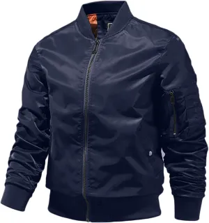 Big and Tall Bomber Jackets for Men Full Zip Lightweight Windbreaker Casual Fashion Golf Jacket Banded Collar Jacket