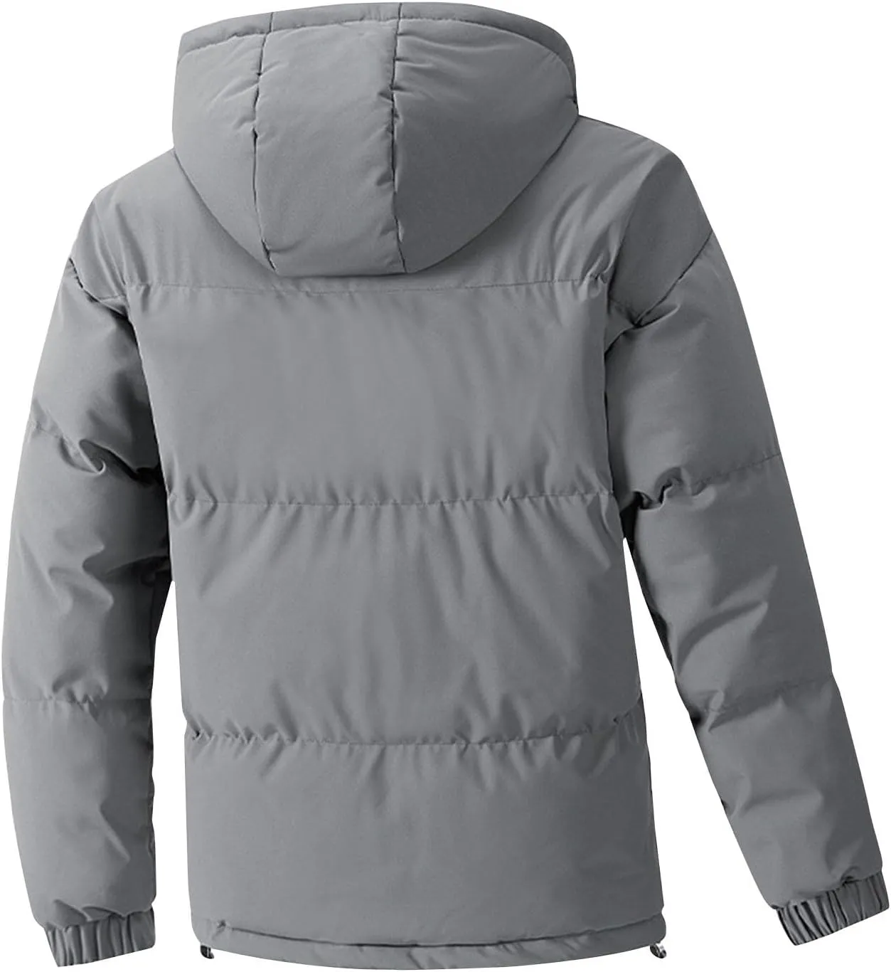 Big and Tall Winter Puffer Jackets for Men Hooded Zip Up Elastic Cuff Long Sleeve Padded Down Warm Coat with Pockets