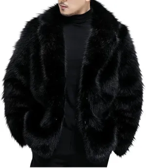 Binmer Men's Faux Fur Coat Fashion Winter Long Sleeve Faux Coat Fluffy Thick Trench Coat for Warm Clothes Cold Weather 2024