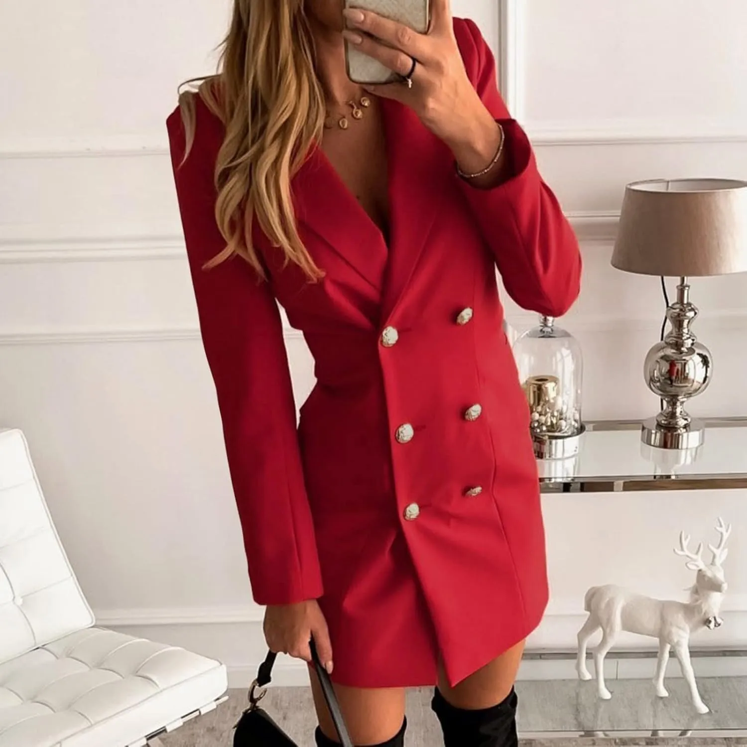 Blazer for Women Button Lapel Waist Closed Medium-Length Casual Business Elegant Temperament Comfy Stylish Work Suit