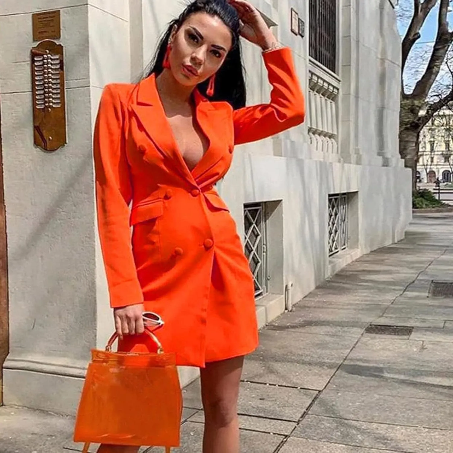 Blazer for Women Button Long Sleeve Lapel Pocket Mid-Length Style Casual Business Outdoor Simple Dressy Suit Jackets
