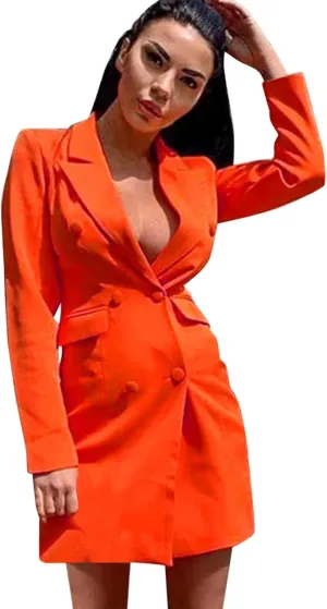 Blazer for Women Button Long Sleeve Lapel Pocket Mid-Length Style Casual Business Outdoor Simple Dressy Suit Jackets