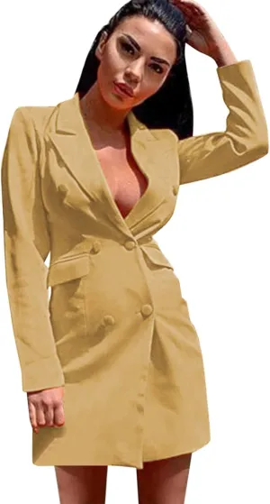 Blazer for Women Button Long Sleeve Lapel Pocket Mid-Length Style Casual Business Outdoor Simple Dressy Suit Jackets
