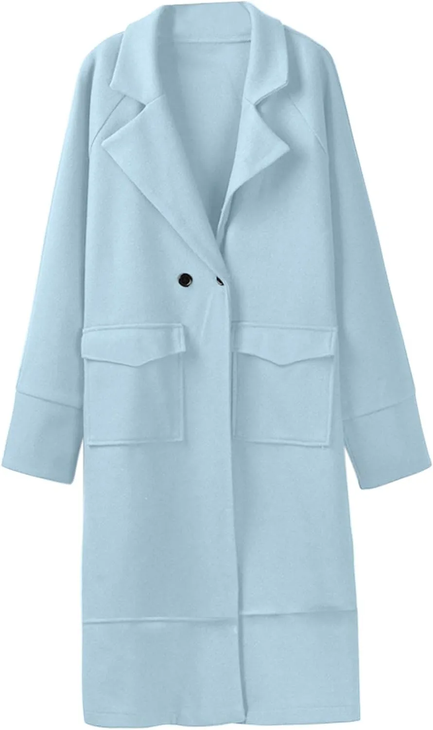 Blazer for Women Button Long Sleeve Lapel Pocket Mid-Length Style Work Jacket Elegant Solid Color Dressy Lightweight