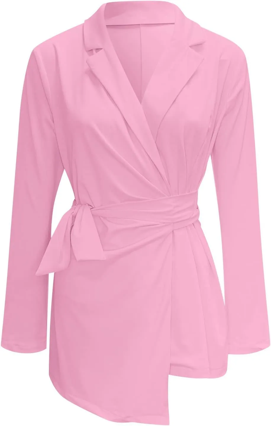Blazer for Women Long Sleeve Lapel Tighten Waist Mid-Length Style Work Jacket Outdoor Soft Comfy Dressy Suit Jackets