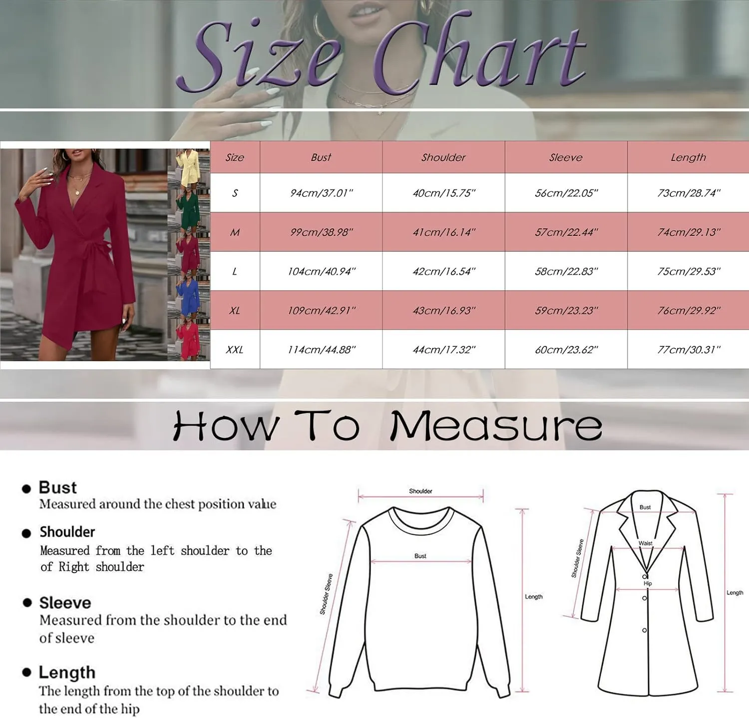 Blazer for Women Long Sleeve Lapel Tighten Waist Mid-Length Style Work Jacket Outdoor Soft Comfy Dressy Suit Jackets