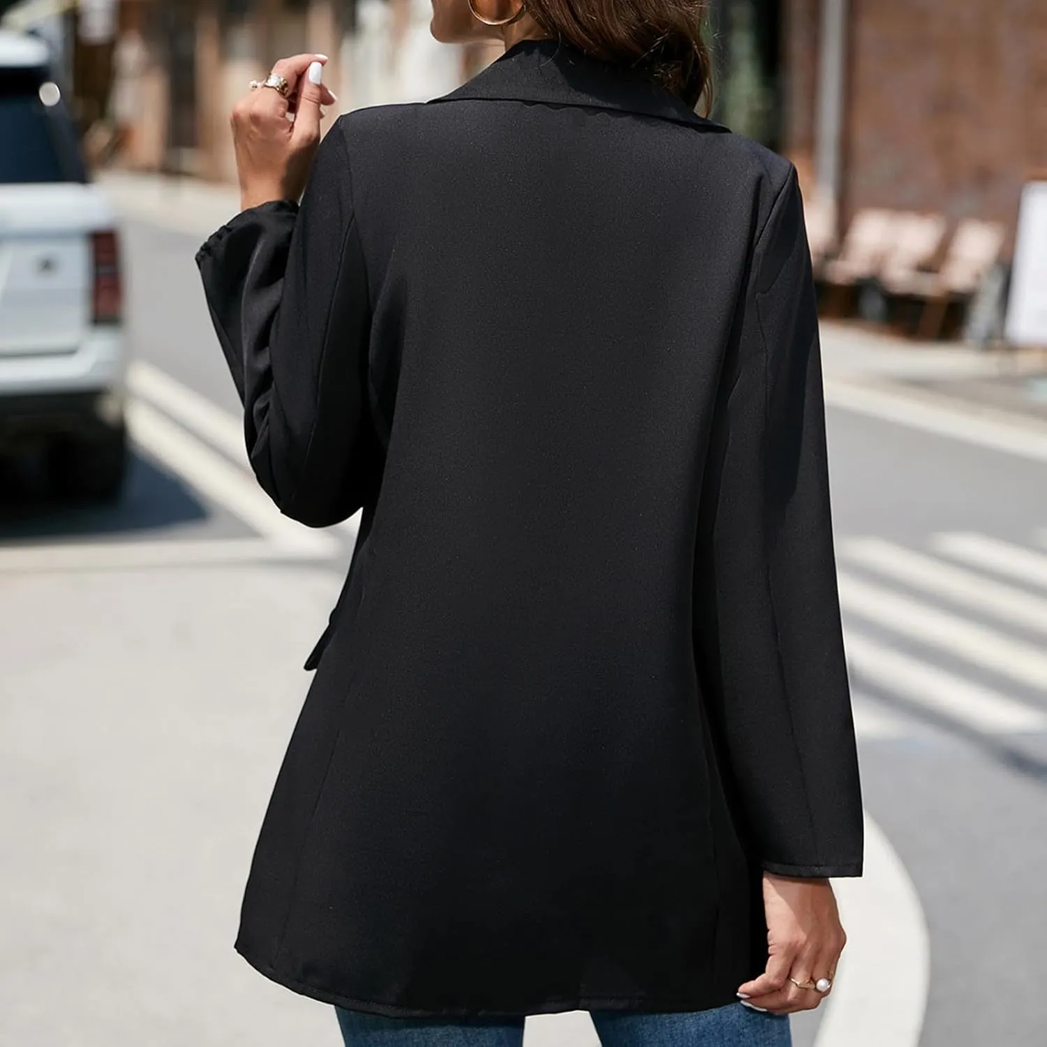 Blazer Jackets for Women Dressy Casual Long Sleeve Work Office Suit Jackets Open Front Double Breasted Lapel Jackets