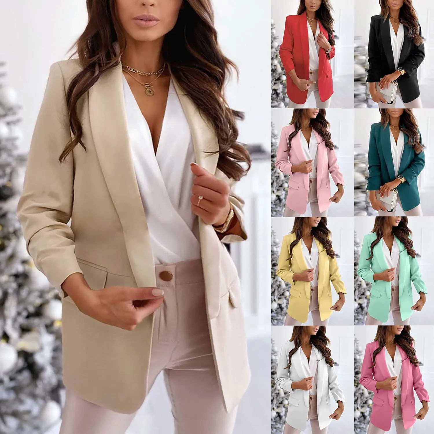 Blazers for Women Business Casual Long Sleeve Button Down Lapel Blazer Dress Work Outfit Suit Jackets Summer Cardigan