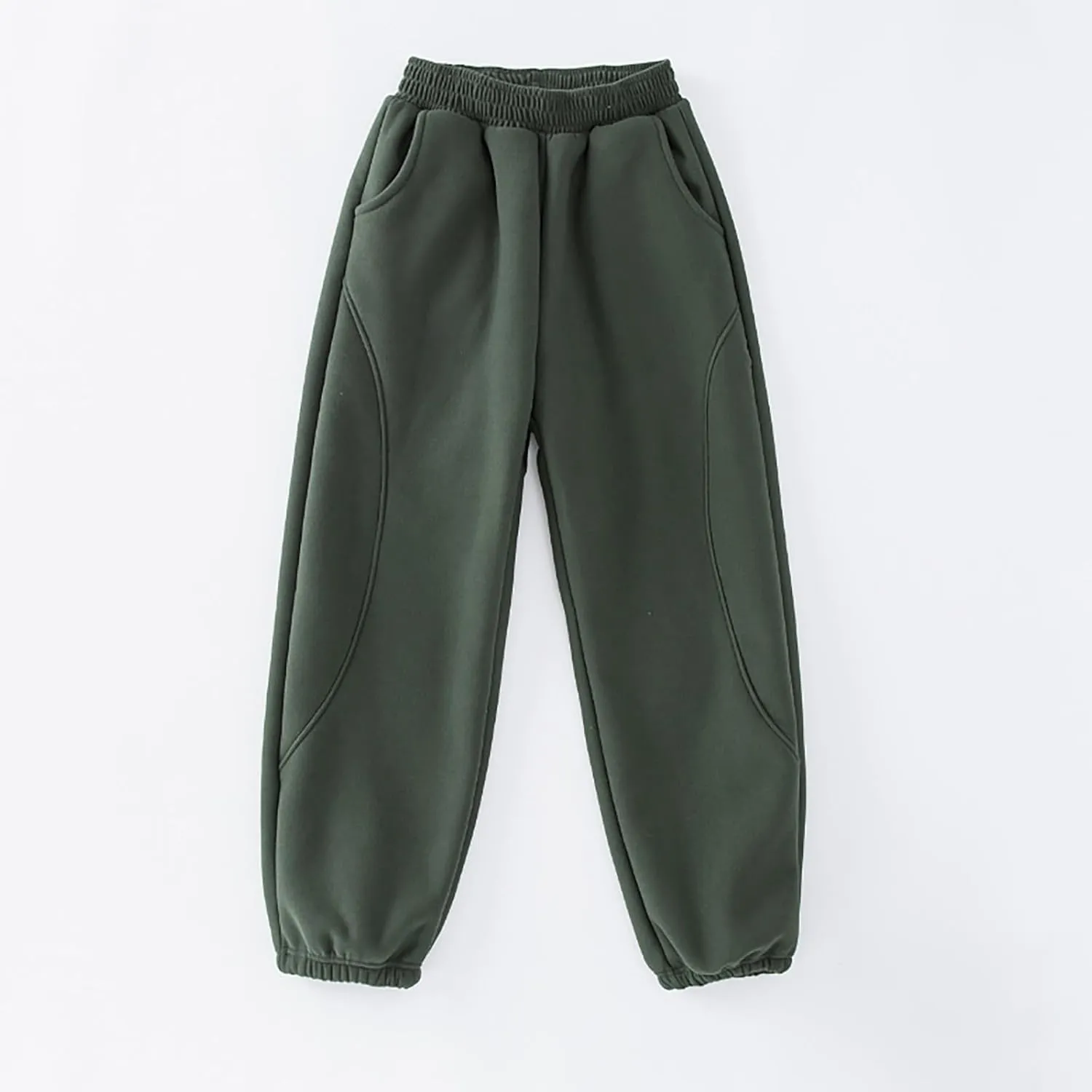 Boys Girls Fleece Lined Trouser Soft Warm Pull On Sweatpants Athletic Jogger Kids Basic Active Pants with Pockets