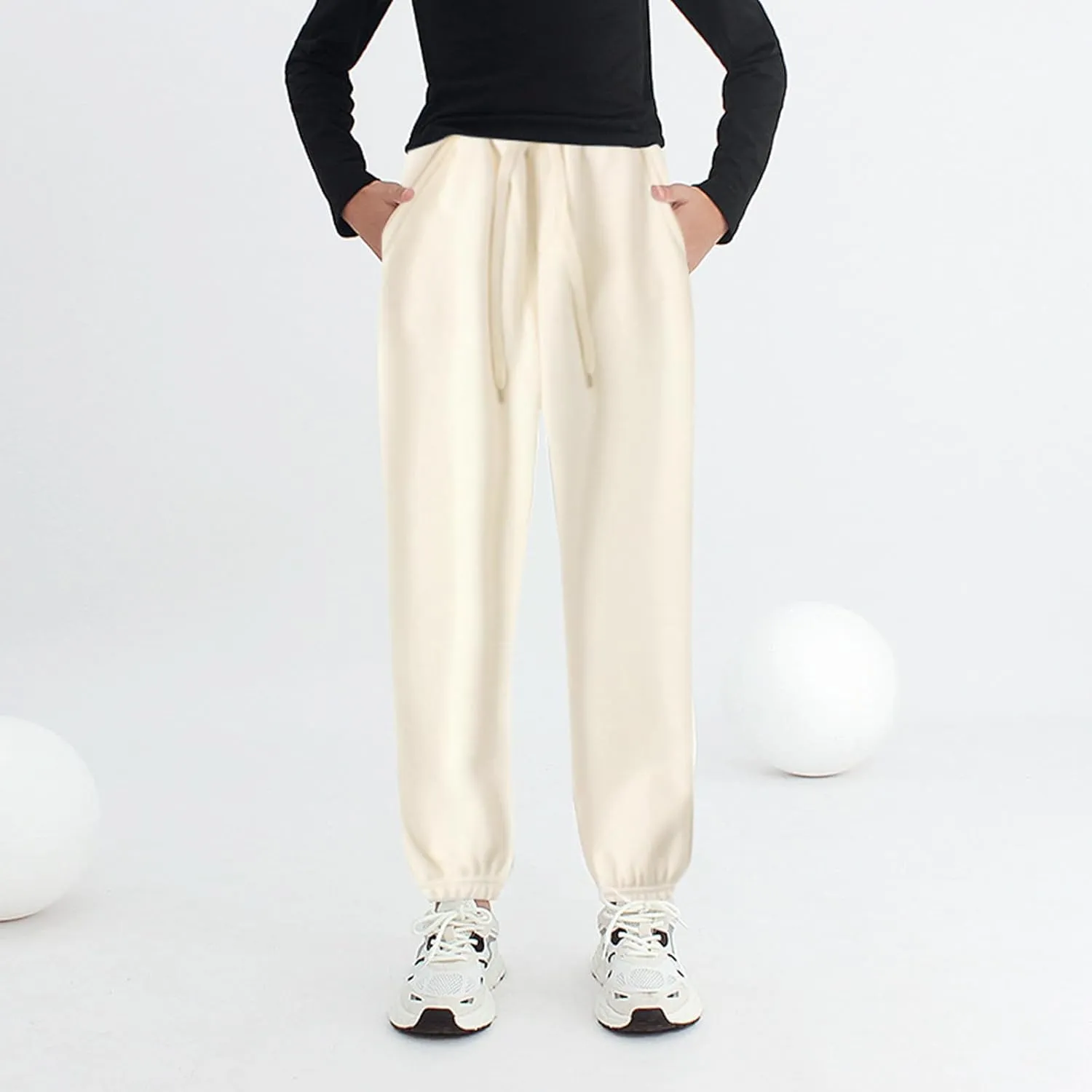 Boys' Logo Pull-On Jogger Sweatpants High Elastic Waisted Tie Front Sweatpants Pull on Youth Joggers