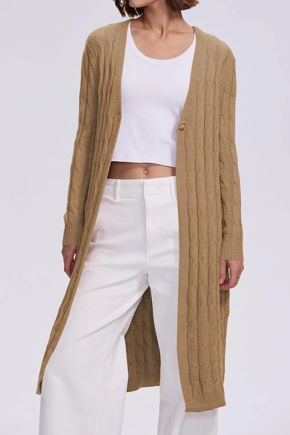 Cakulo Womens Long Cardigans Cable Knit Chunky Cardigan Sweaters Trendy Open Front Fall Sweater Coats 2025