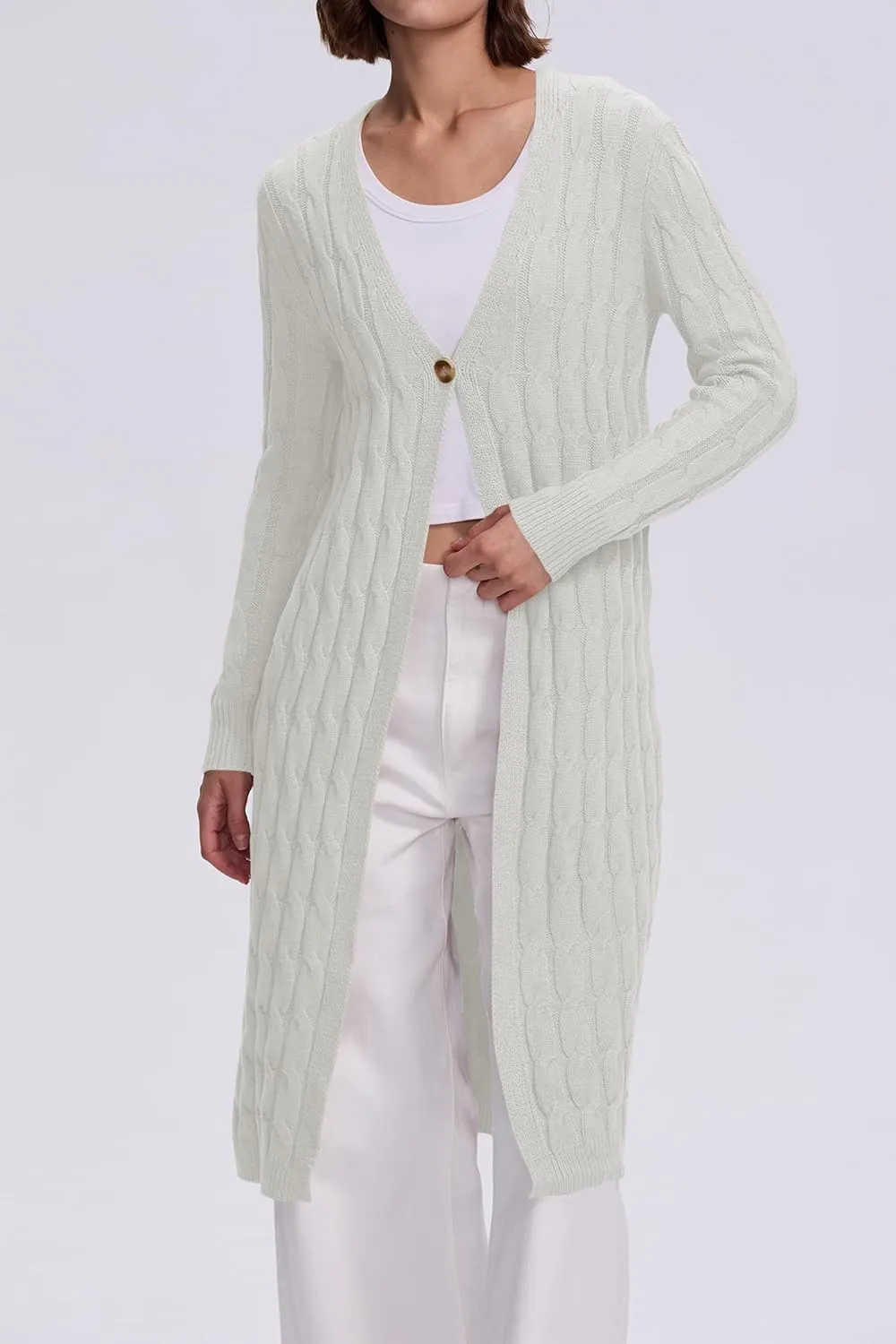 Cakulo Womens Long Cardigans Cable Knit Chunky Cardigan Sweaters Trendy Open Front Fall Sweater Coats 2025