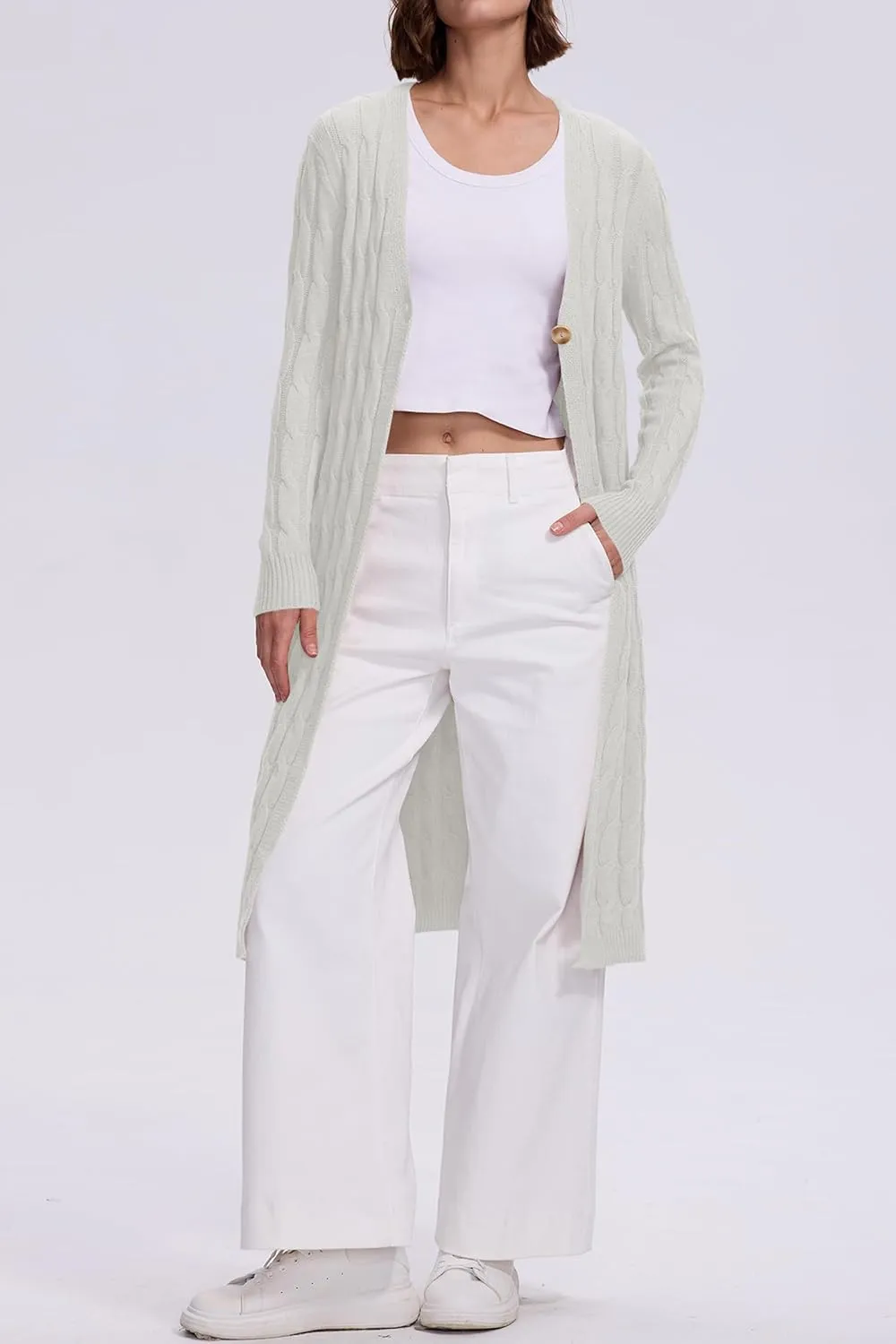 Cakulo Womens Long Cardigans Cable Knit Chunky Cardigan Sweaters Trendy Open Front Fall Sweater Coats 2025