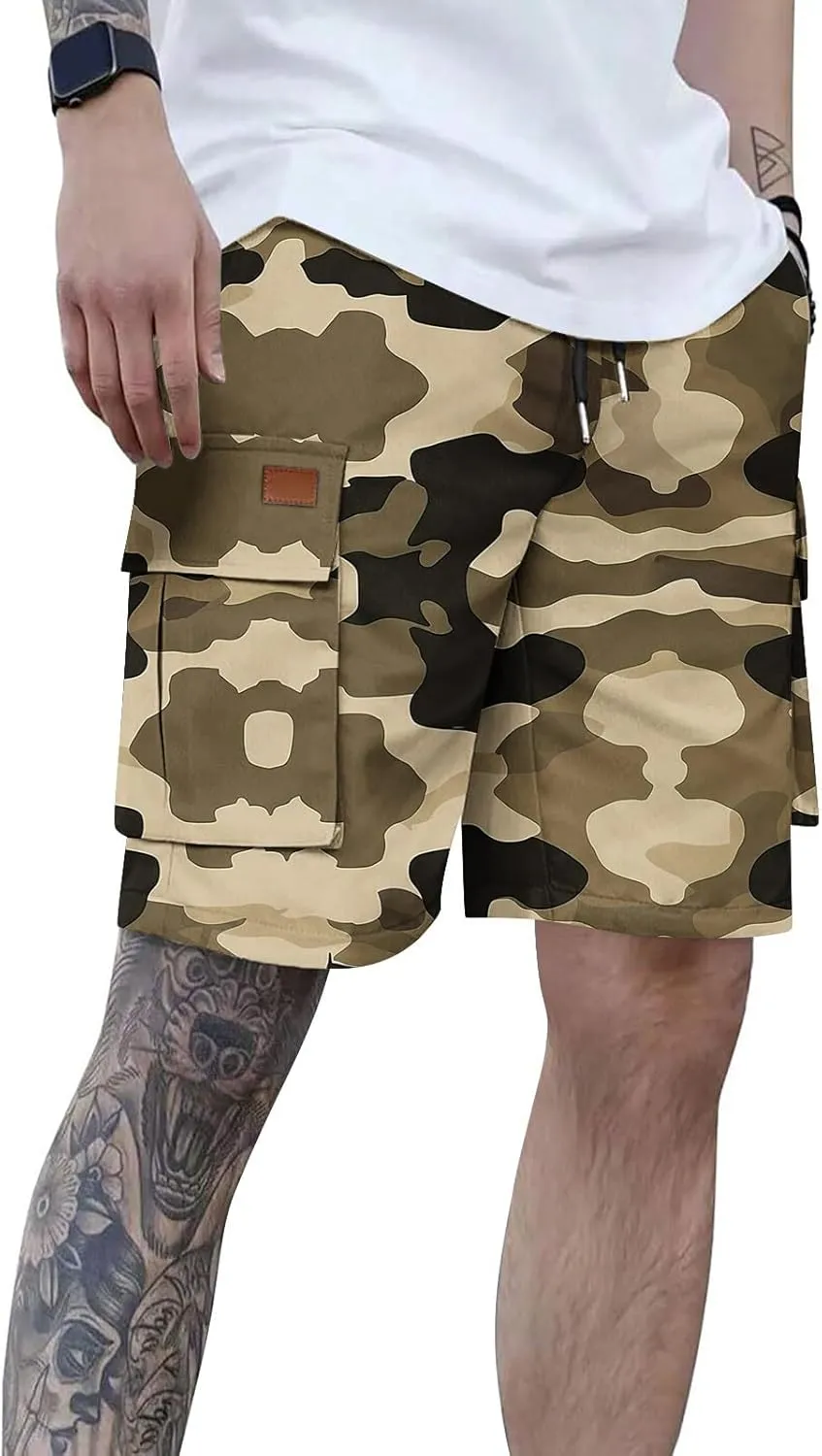 Camo Straight Leg Basic Cargo Shorts for Mens Fall Summer Loose Fit Trousers Pants Shorts Mens 2025 Y2K