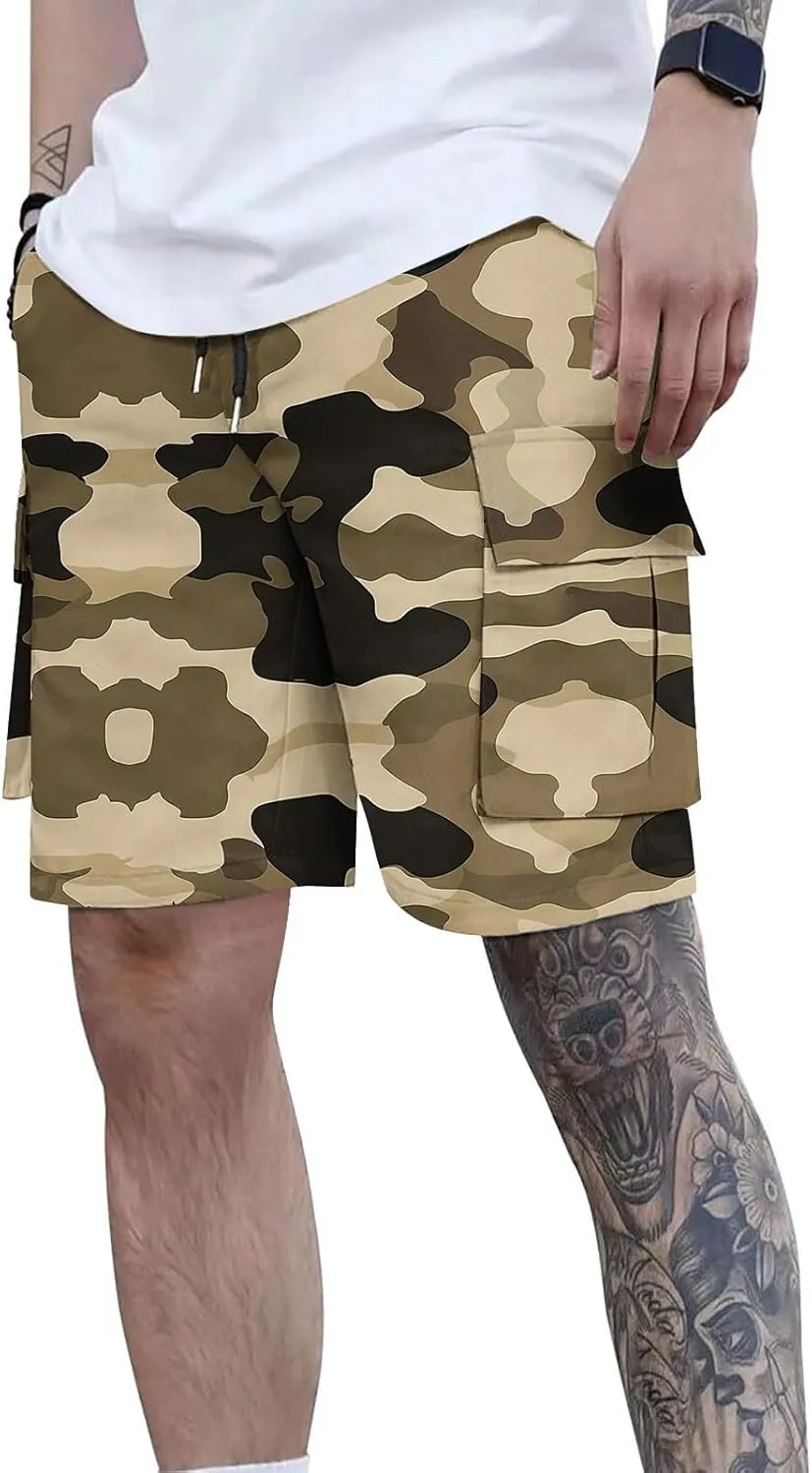 Camo Straight Leg Basic Cargo Shorts for Mens Fall Summer Loose Fit Trousers Pants Shorts Mens 2025 Y2K